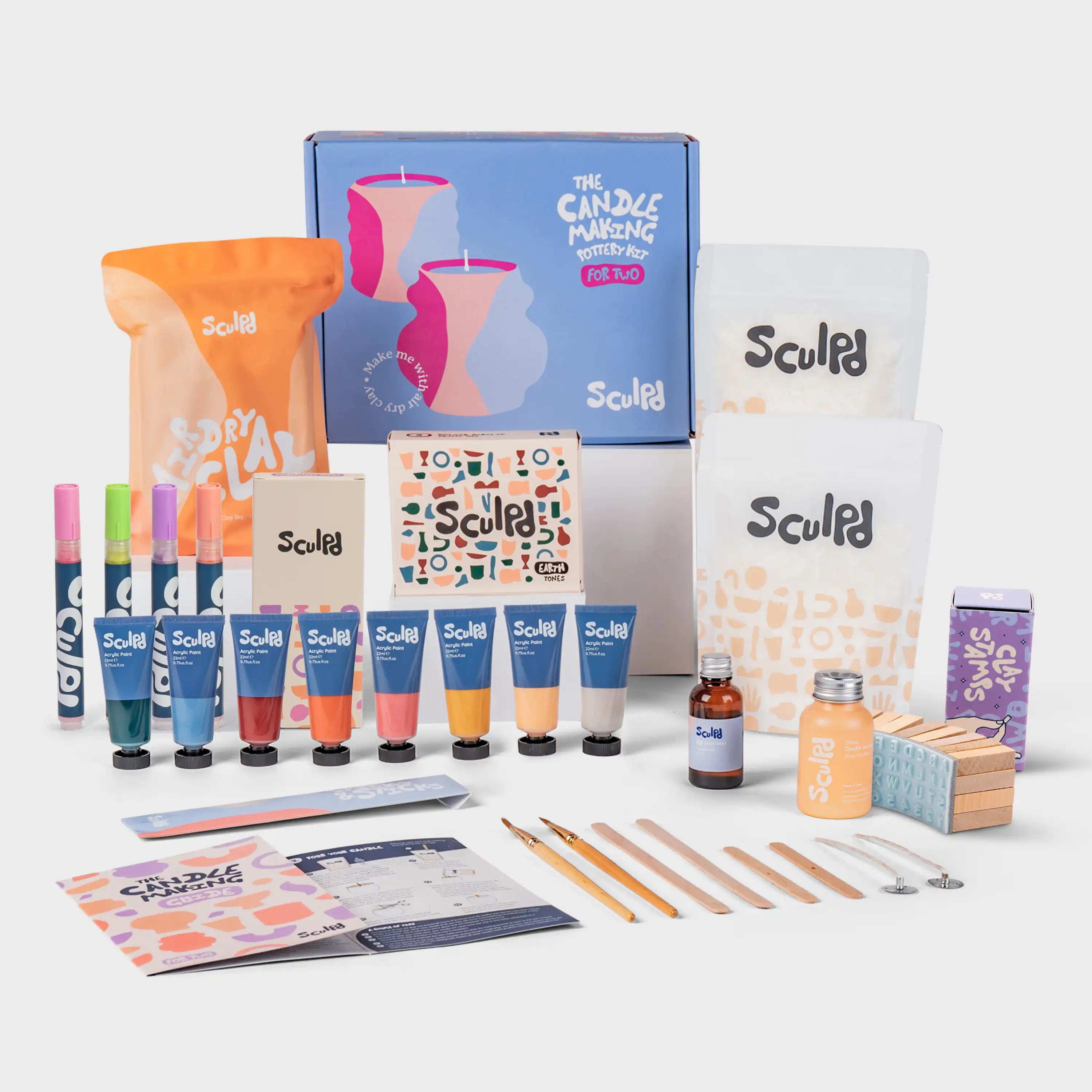 Ultimate candle bundle and Earth paints with Modernist pens and Clay letter stamps