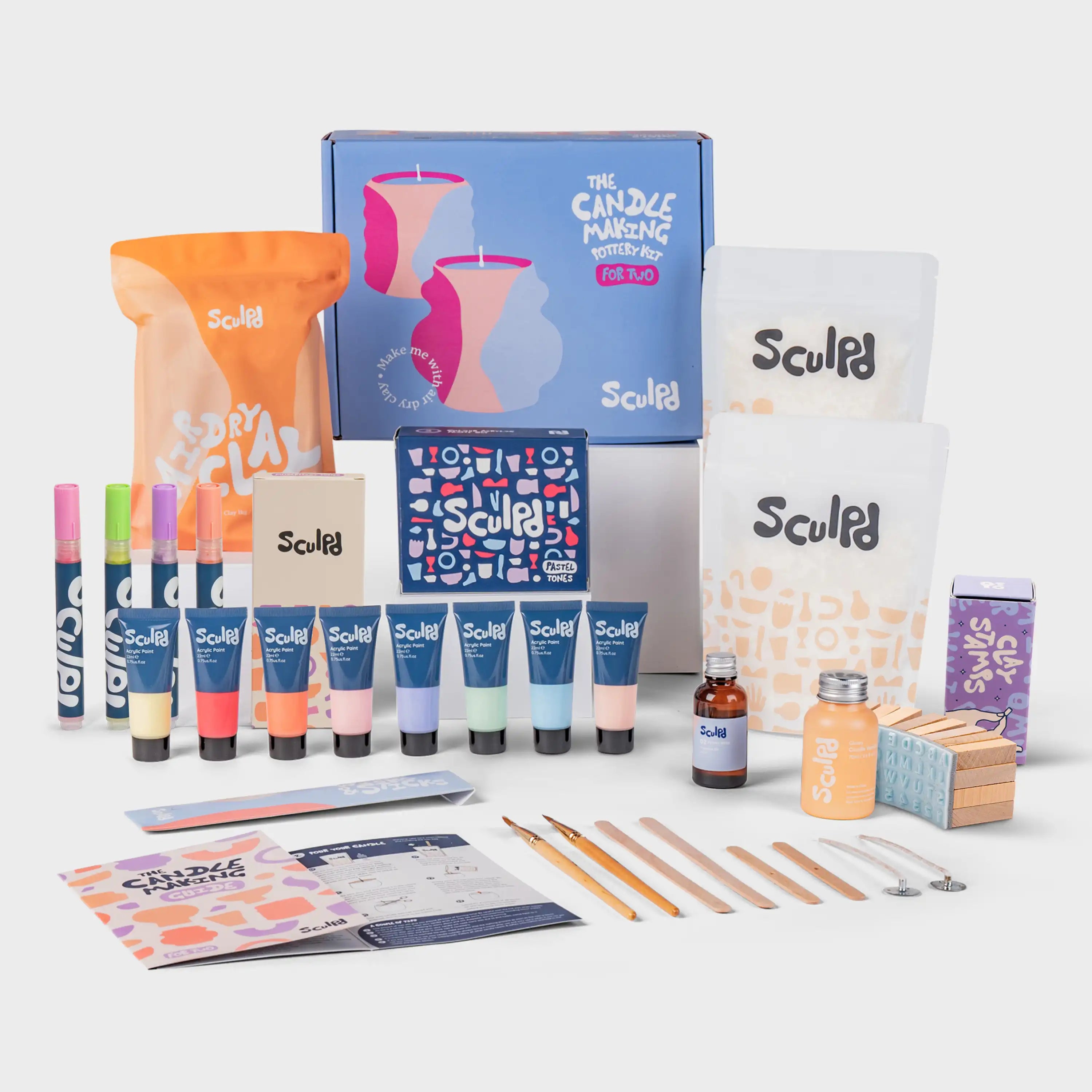 Ultimate candle bundle and Pastel paints with Modernist pens and Clay letter stamps