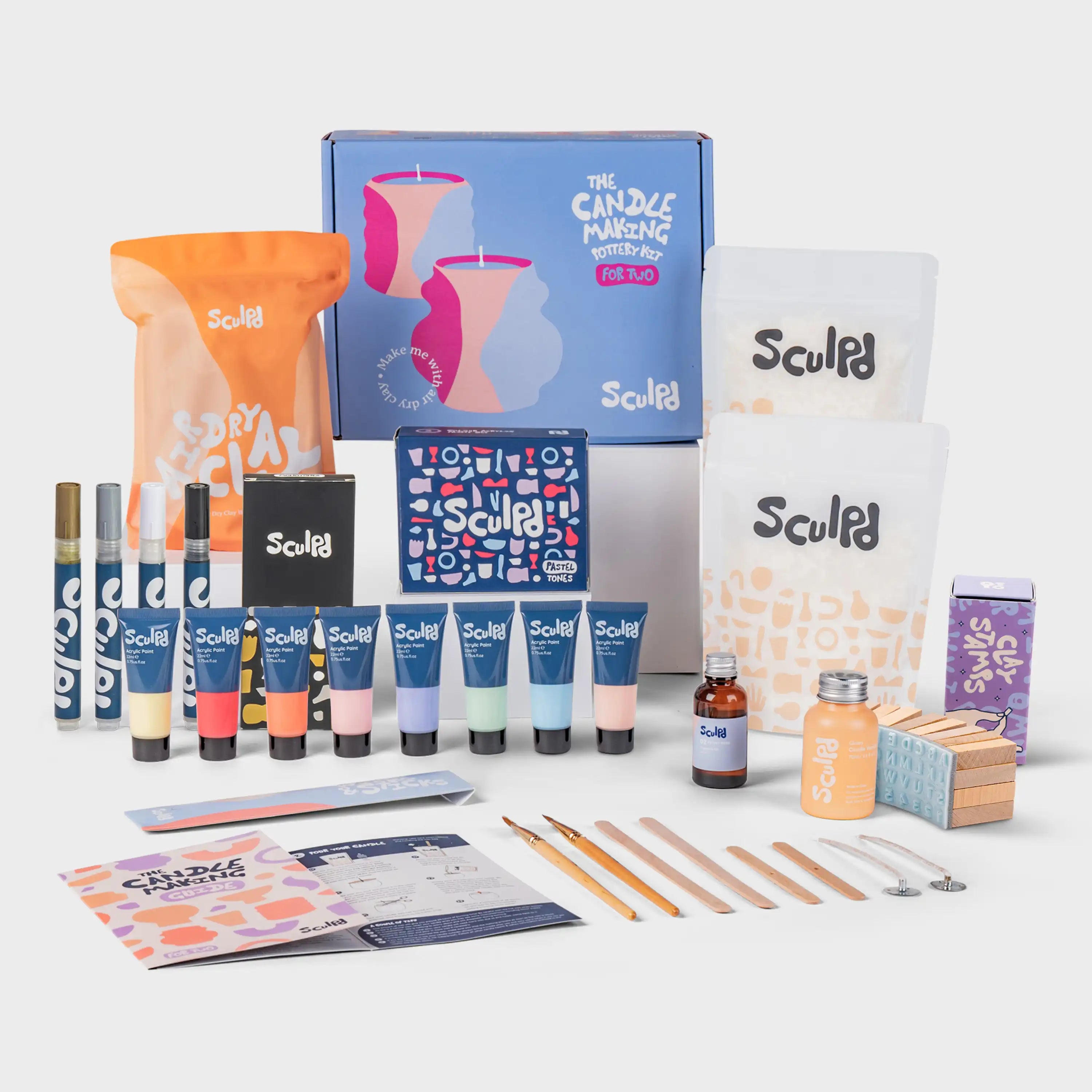 Ultimate candle bundle and Pastel paints with Monotones pens and Clay letter stamps
