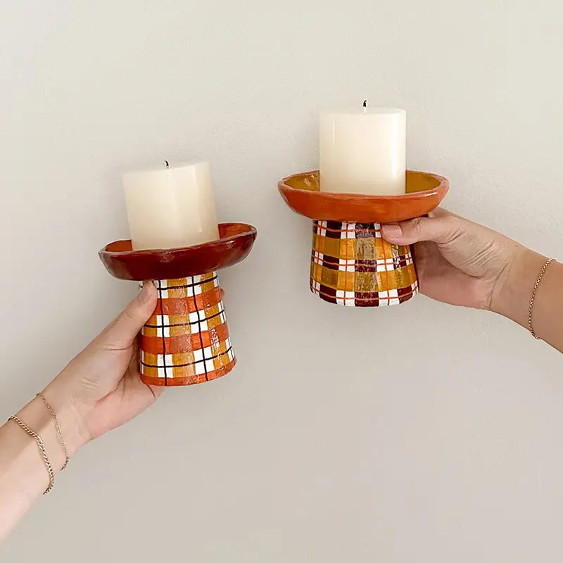 Halloween-themed Sculpd pottery kit candle holder