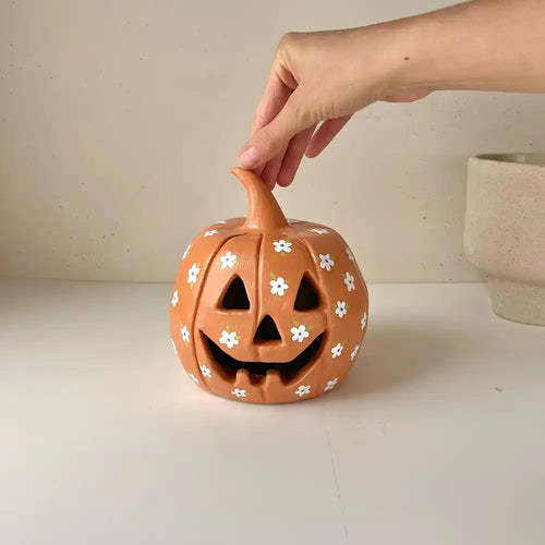 Sculpd CA Halloween Pottery - Floral Jack O Lantern
