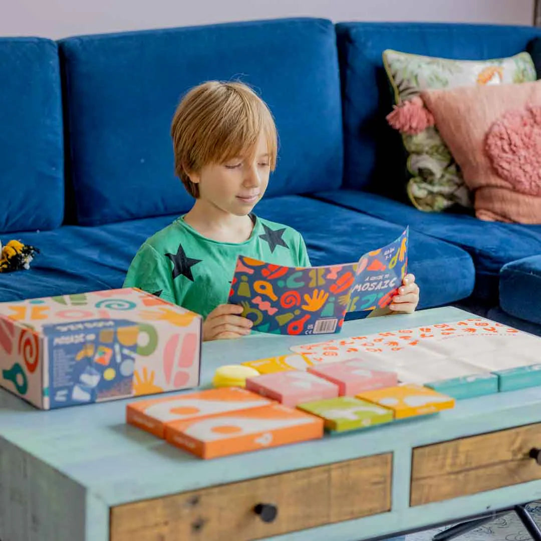 Age specific guidebook with Sculpd kids mosaic kit
