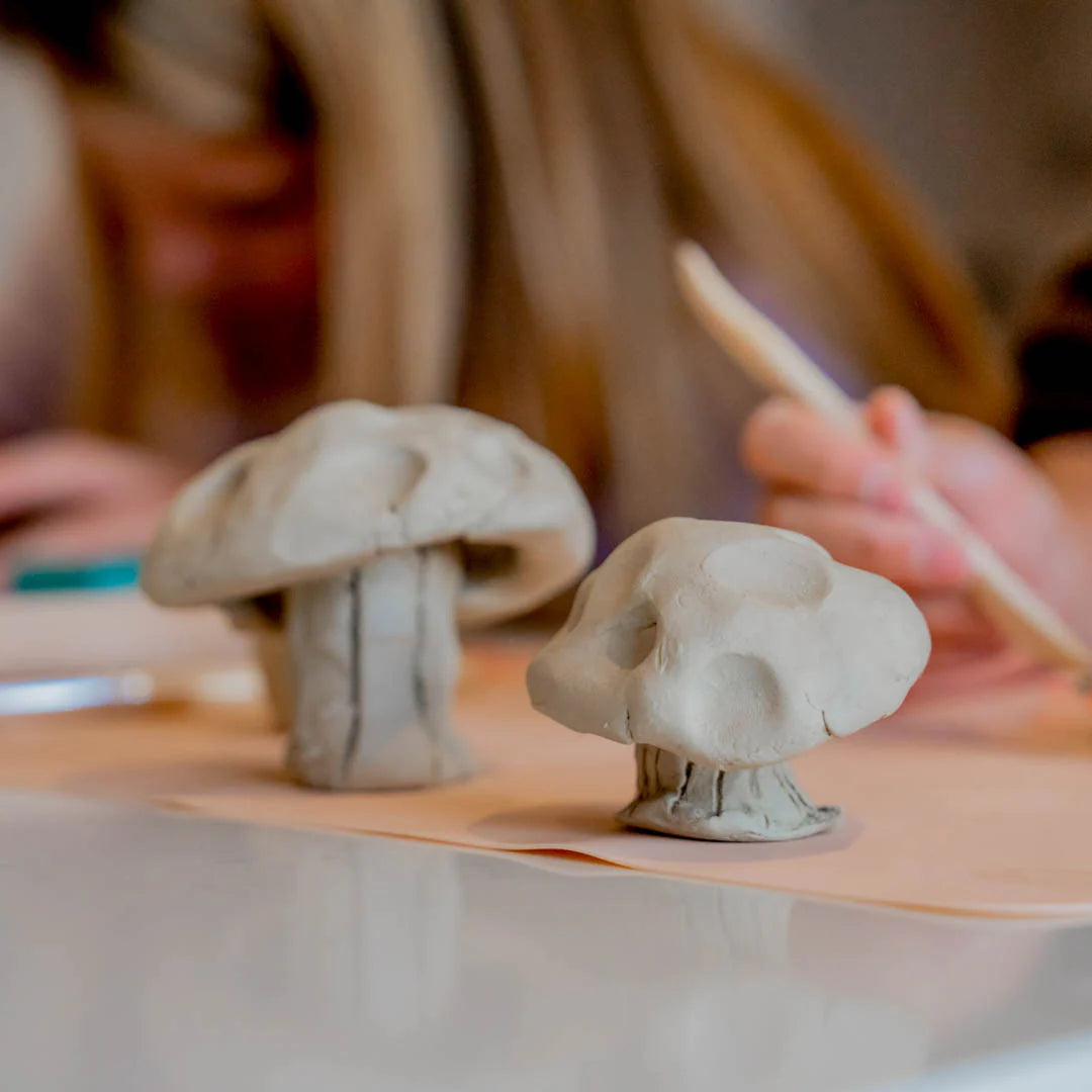 Clay mushroom with Sculpd kids pottery kit