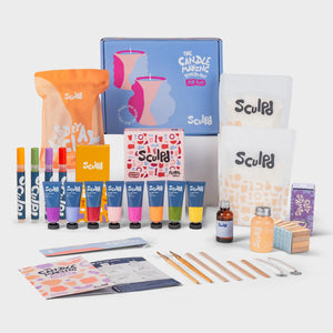 Pack ultime de bougies et peintures florales avec stylos Bloomsbury et tampons lettres en argile