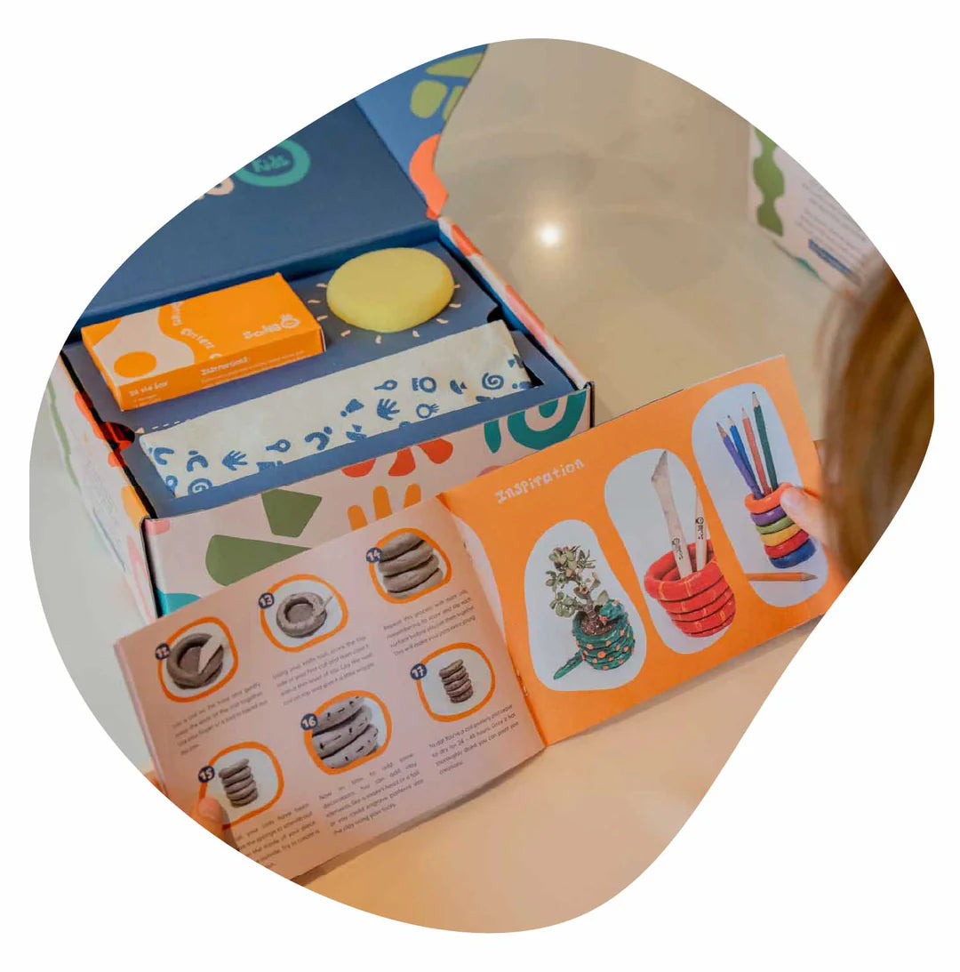 Sculpd Kids Pottery Kit Guide and Packaging