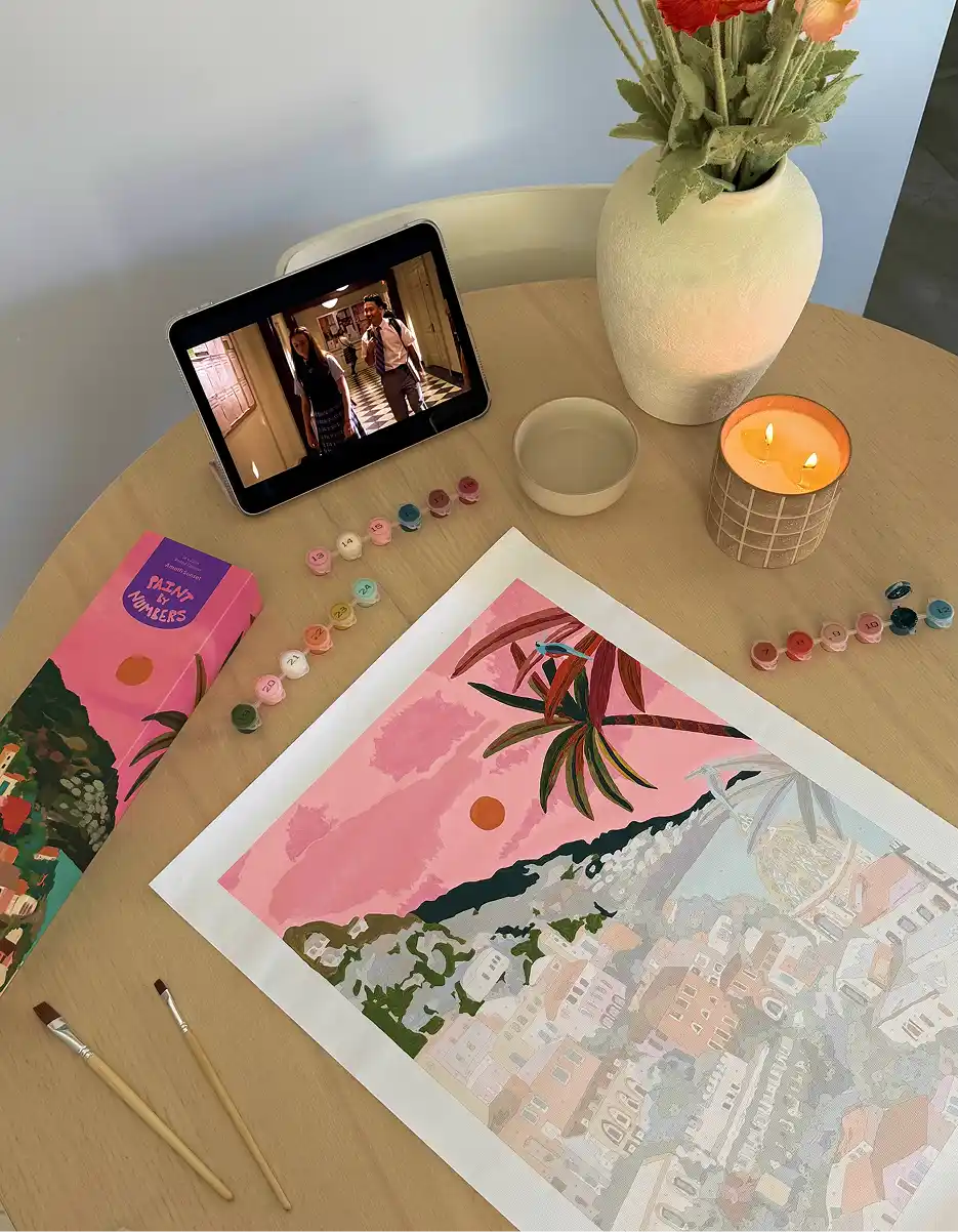 Sculpd CA Hebe Amalfi Sunset Banner for paint by numbers listicle section